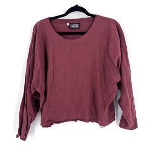 Vintage 80s Eileen Fisher‎ Long Sleeve Linen Blend  Rust Top XL Boxy long sleeve